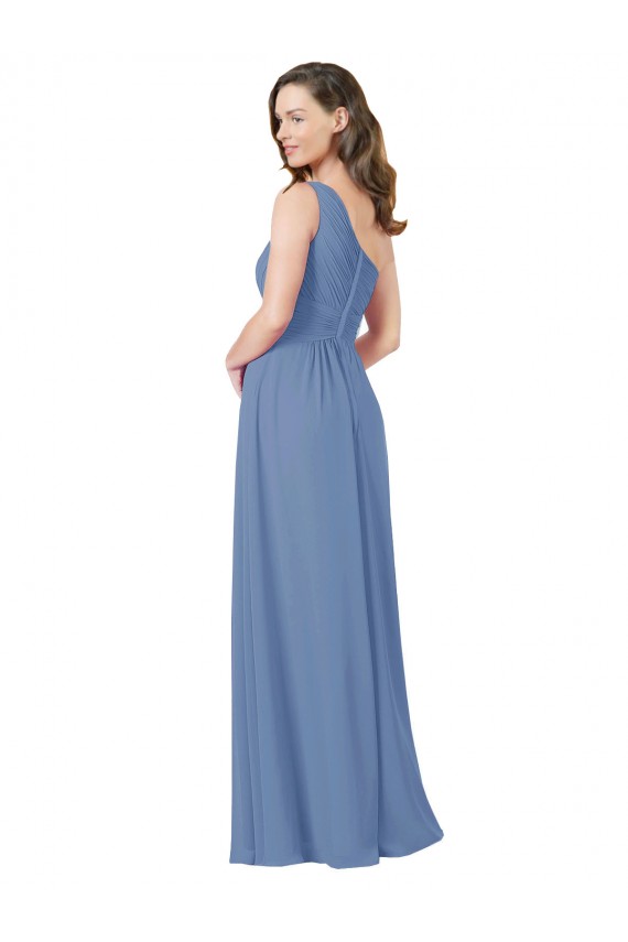 Windsor Azul Um Ombro Sem Mangas Bainha Vestidos de Madrinha Online
